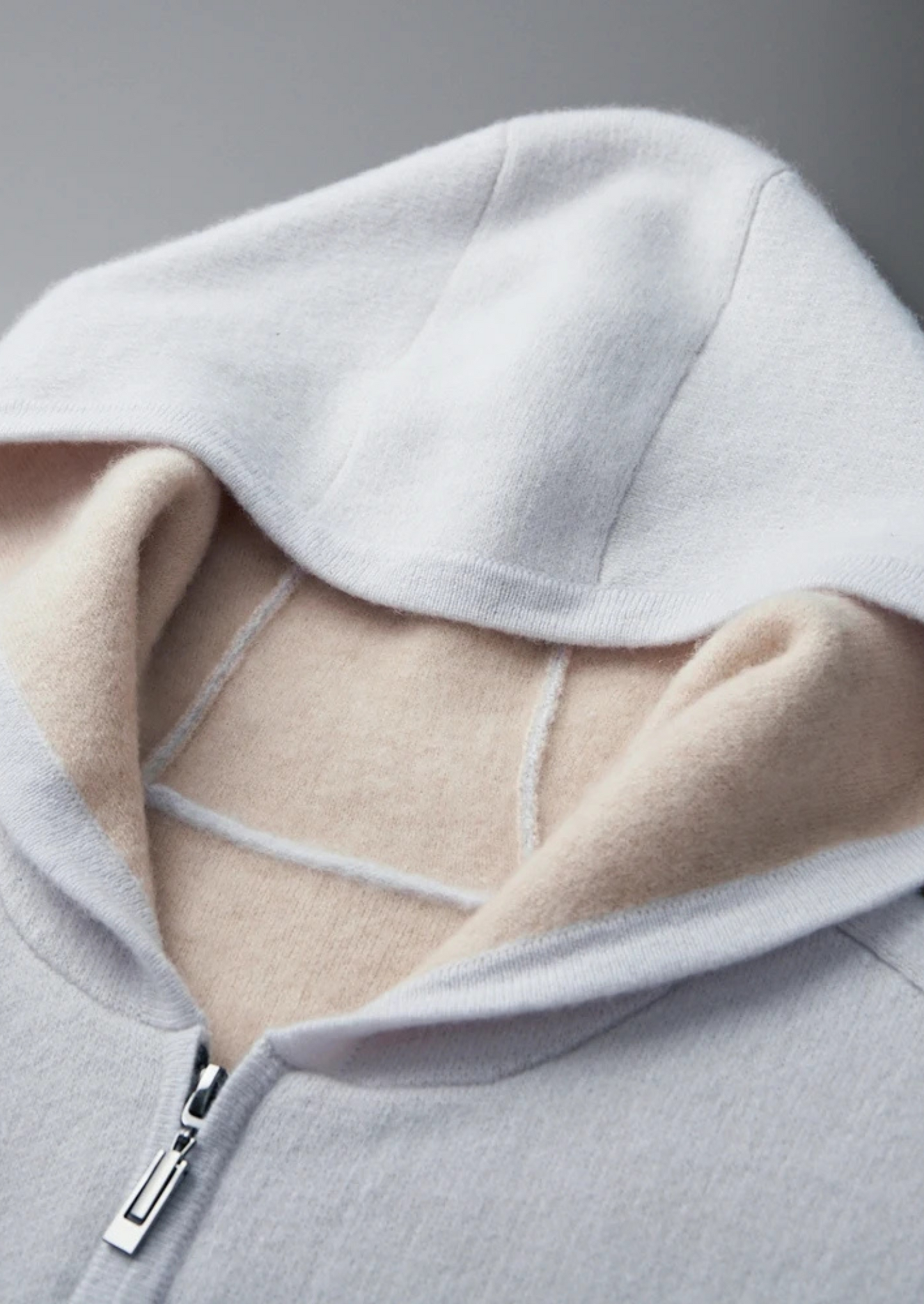 Premium Cashmere Two-Tone Zipper Hoodie | Solmar