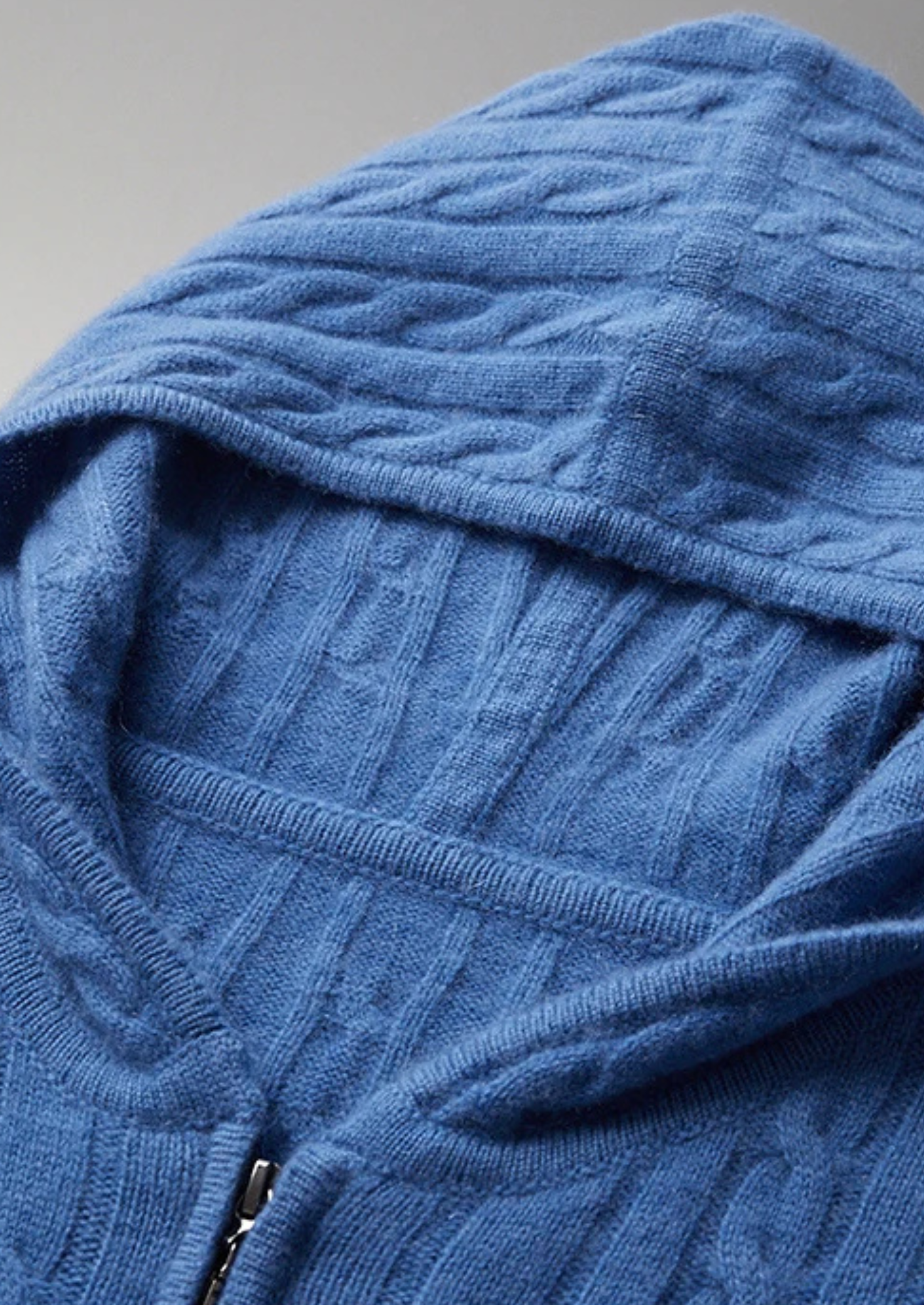 Premium Cashmere Cable Knit Zipper Hoodie | Solmar