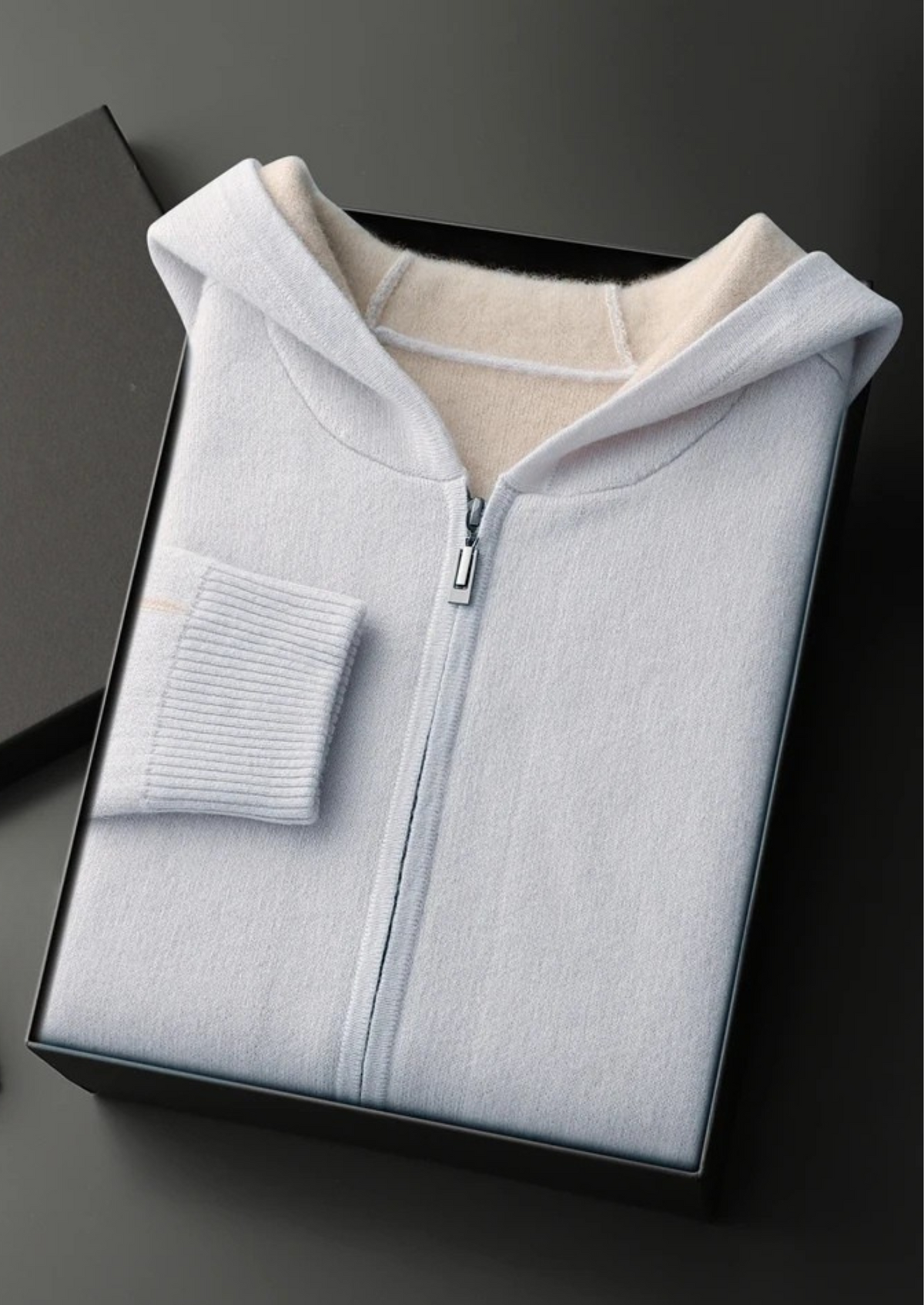 Premium Cashmere Two-Tone Zipper Hoodie | Solmar