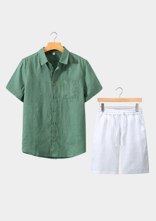 Dolcevita Shortsleeve Summer Set - Green/white | Solmar
