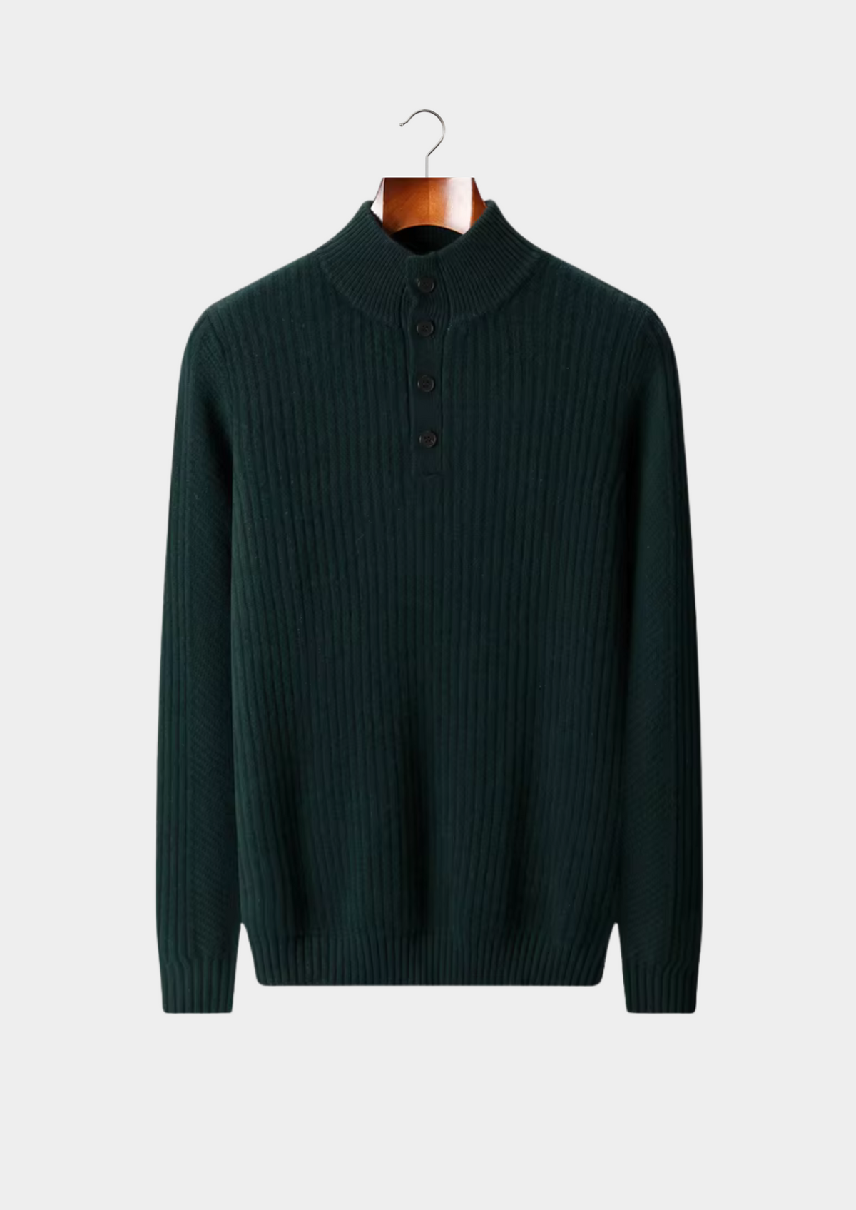 Pure Extra-Fine Merino Wool Ribbed Henley Sweater | Solmar