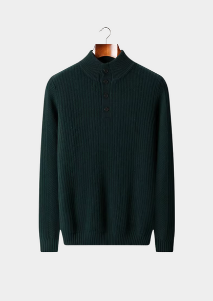 Pure Extra-Fine Merino Wool Ribbed Henley Sweater | Solmar