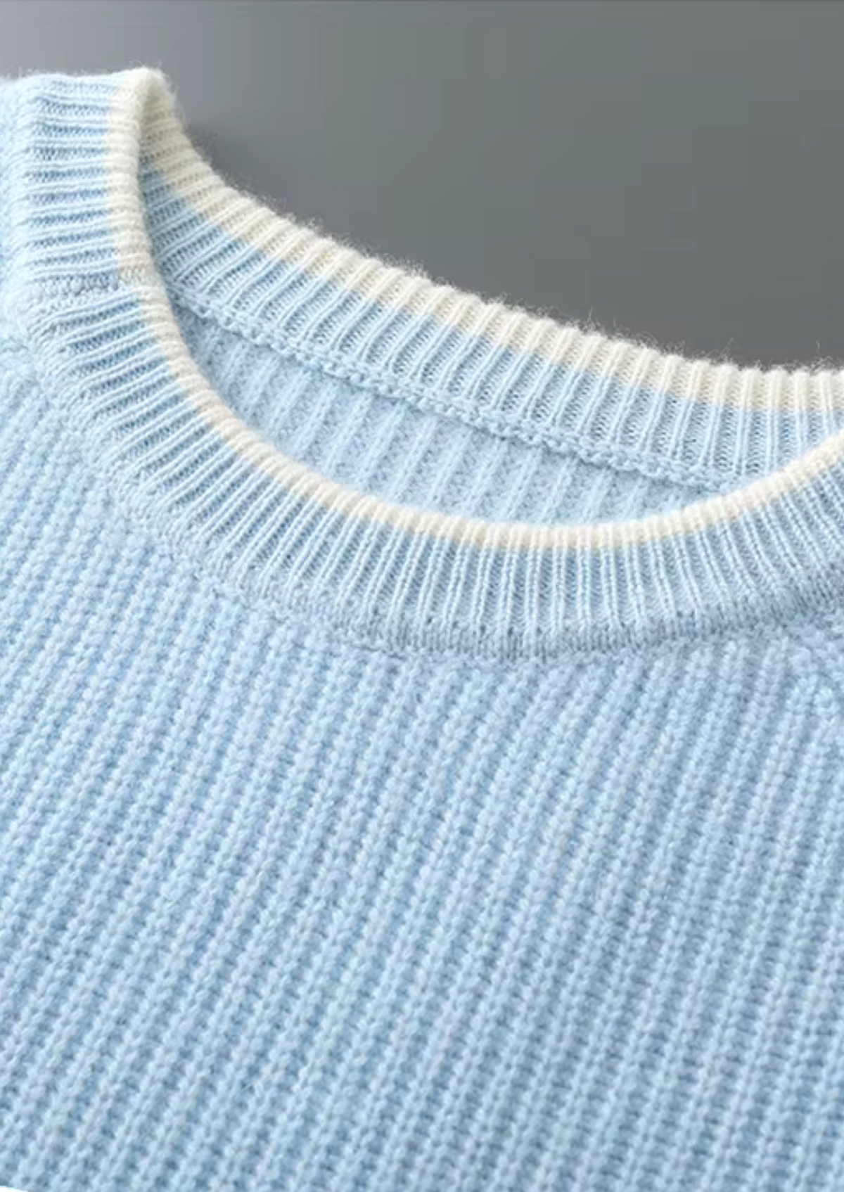 Pure Extra-Fine Merino Wool Two Tone Crewneck | Solmar