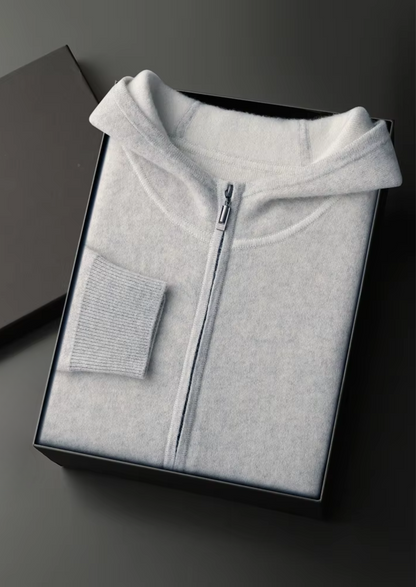 Premium Cashmere Two Tone Zipper Hoodie | Solmar
