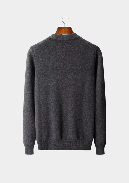 Pure Extra-Fine Merino Wool Ribbed Polo Cardigan | Solmar