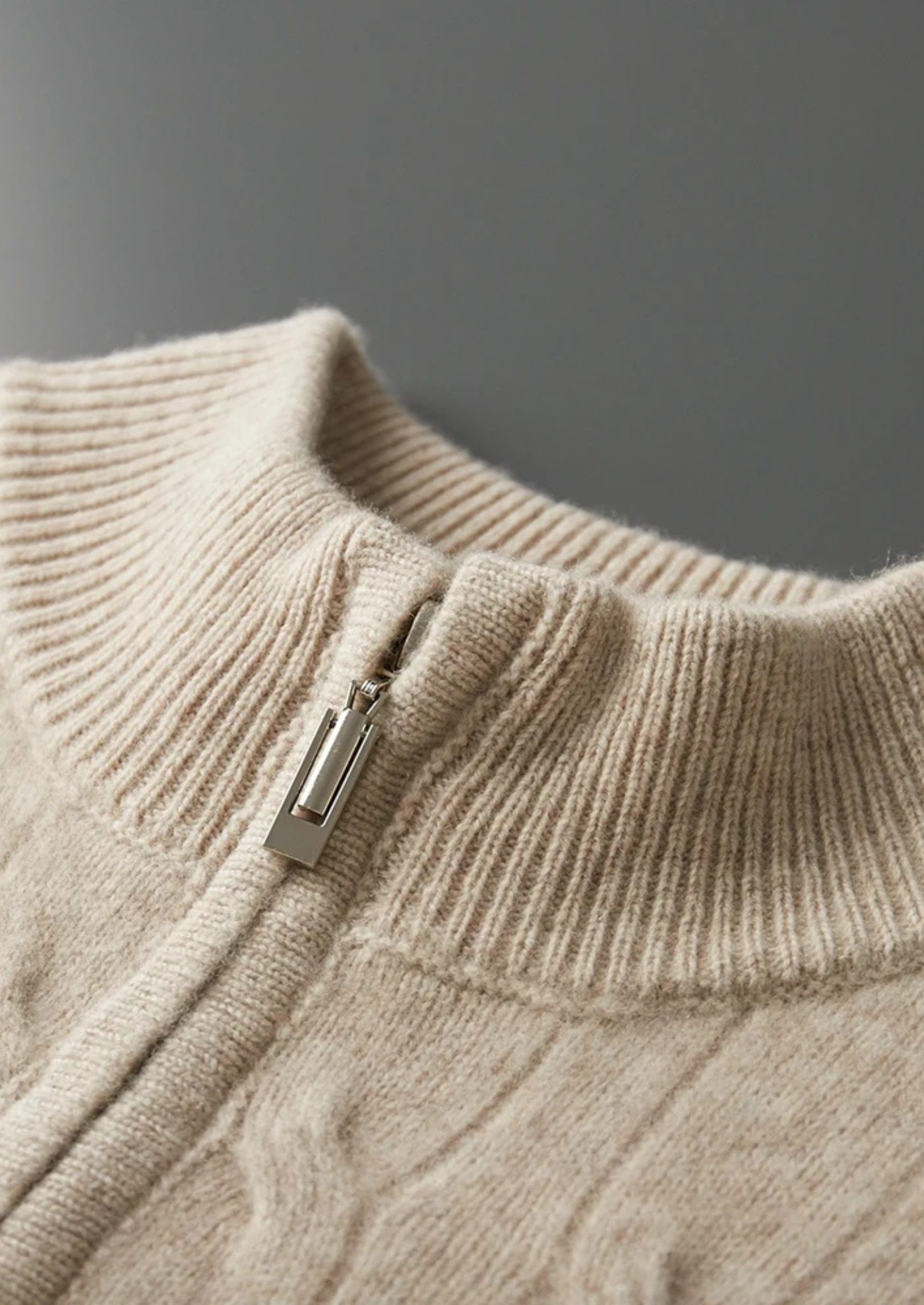 Pure Extra-Fine Merino Wool Cable Half Zip | Solmar