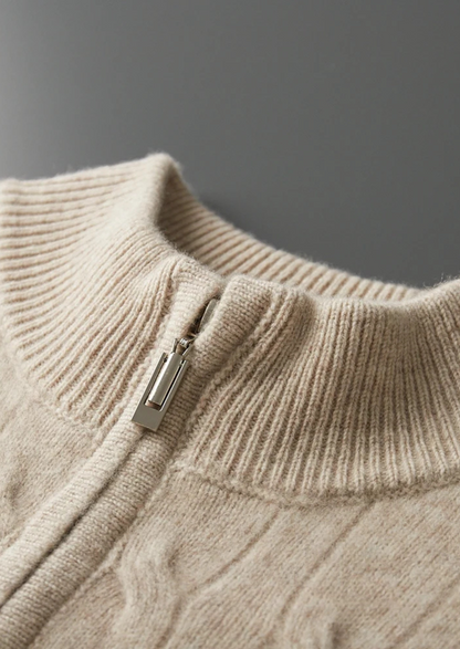 Pure Extra-Fine Merino Wool Cable Half Zip | Solmar