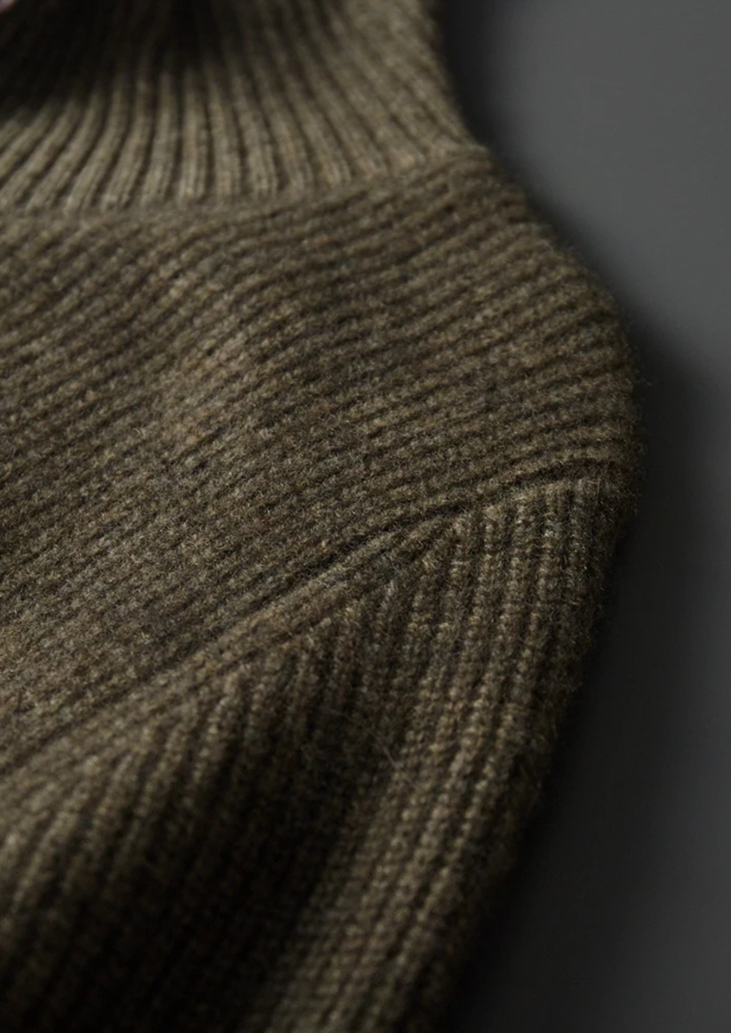 Premium Cashmere Ribbed High Collar Cardigan | Solmar