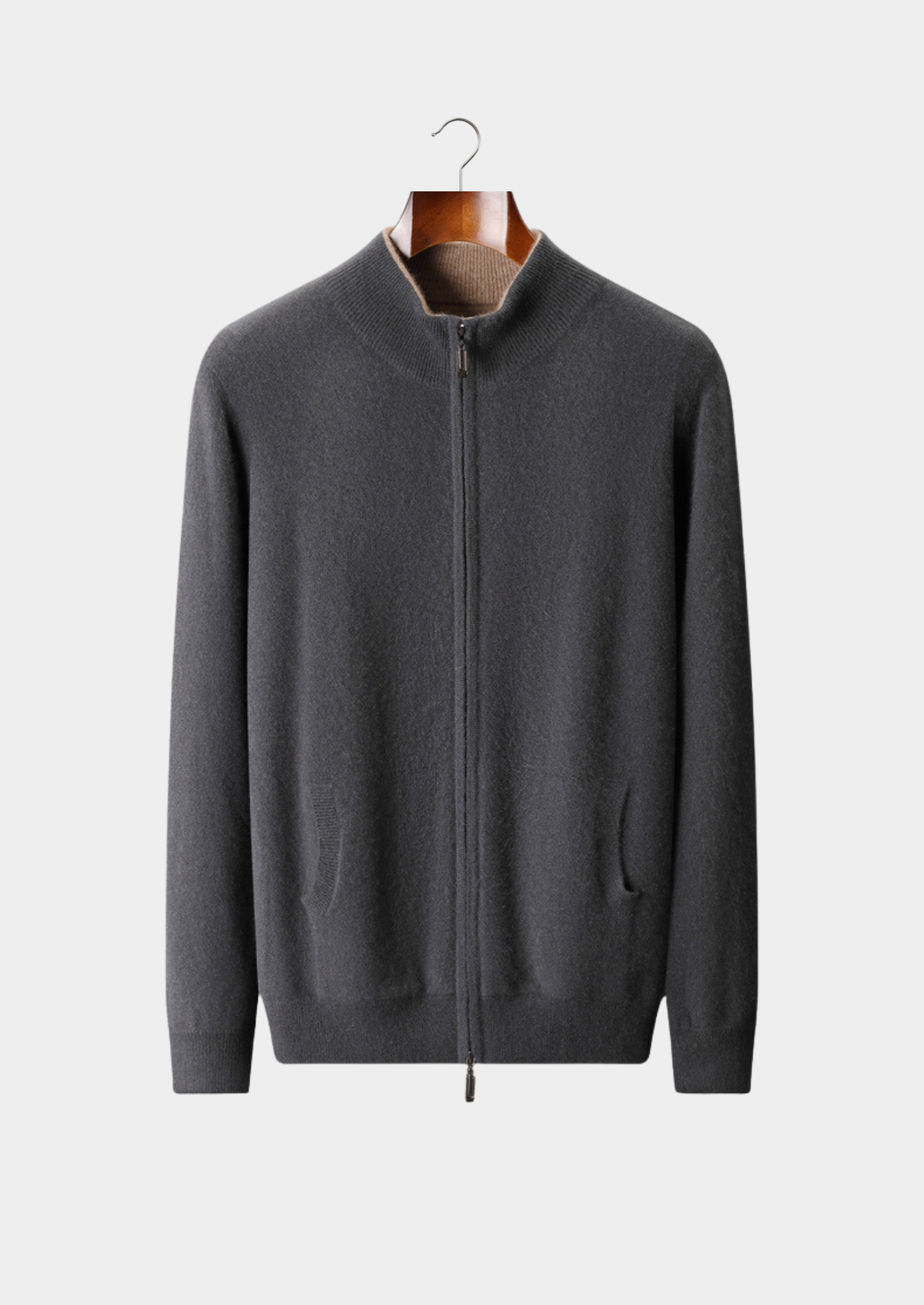 Pure Cashmere Dark Gray Dual Zip Cardigan | Solmar