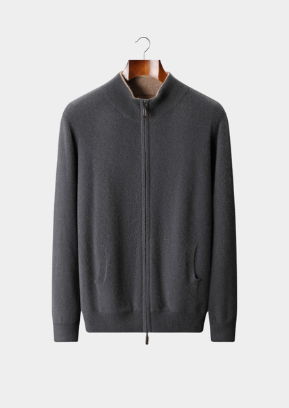 Pure Cashmere Dark Gray Dual Zip Cardigan | Solmar