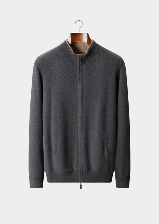 Pure Cashmere Dark Gray Dual Zip Cardigan | Solmar