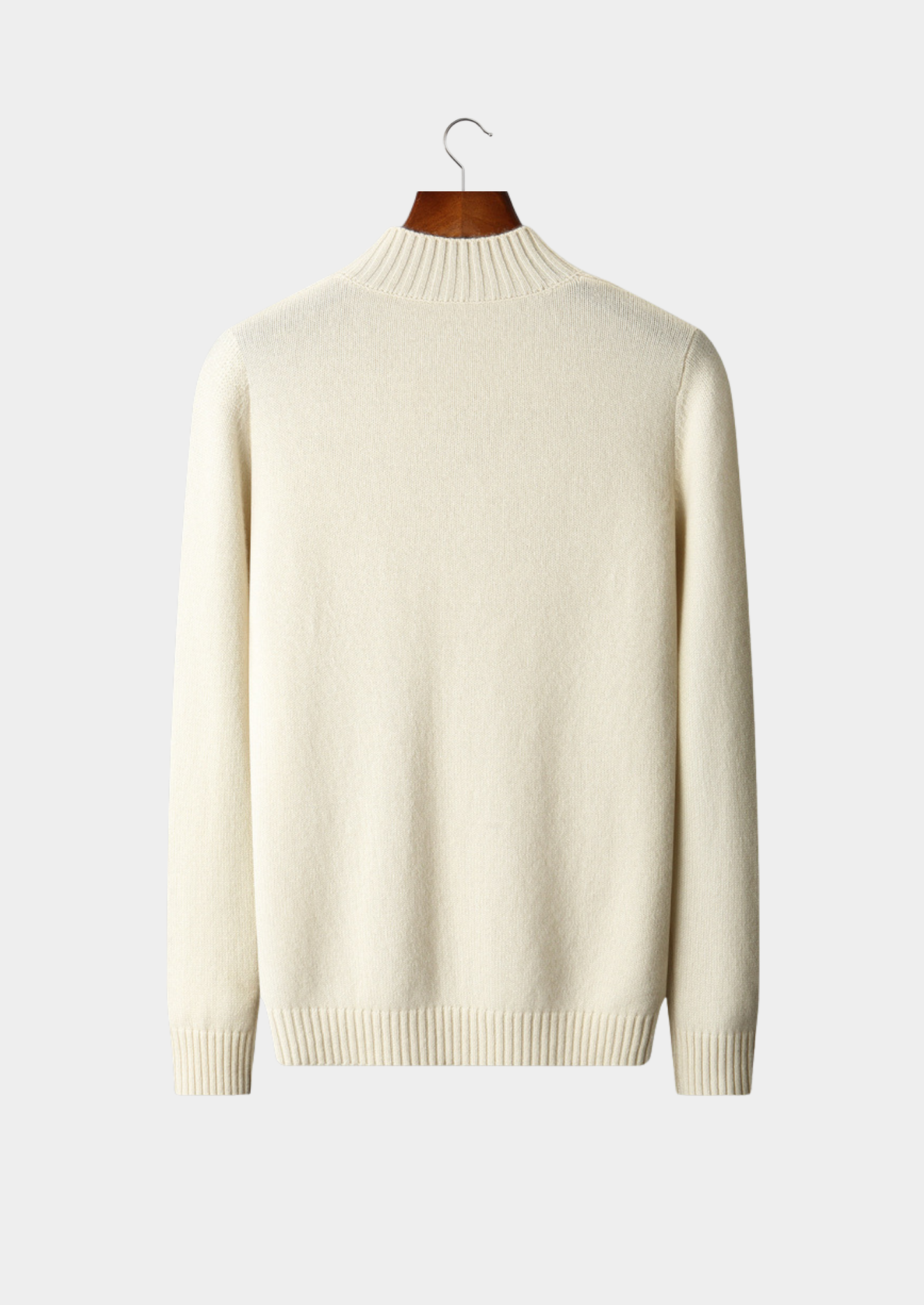 Pure Cashmere Ivory Patterned Mockneck | Solmar