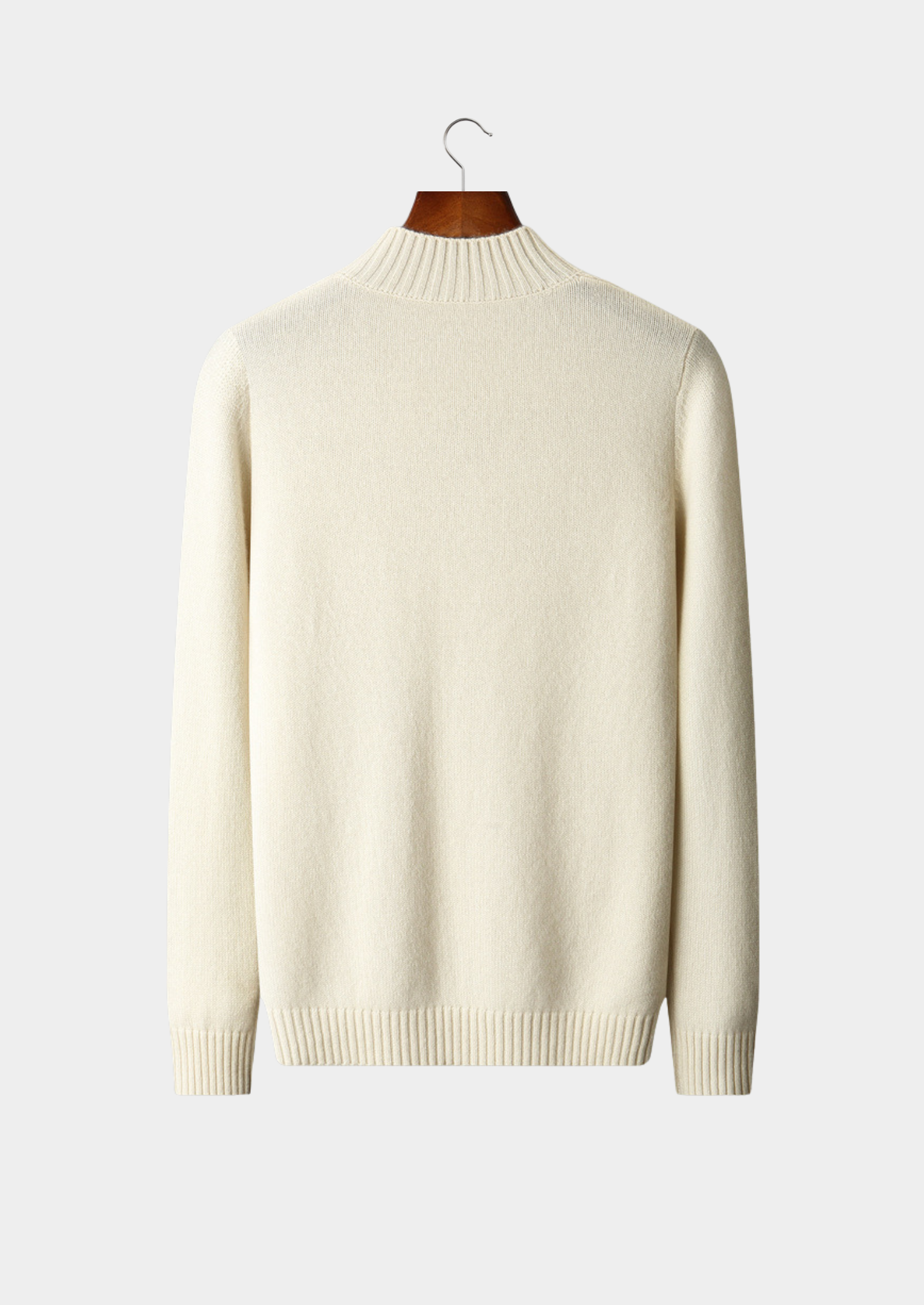 Pure Cashmere Ivory Patterned Mockneck | Solmar