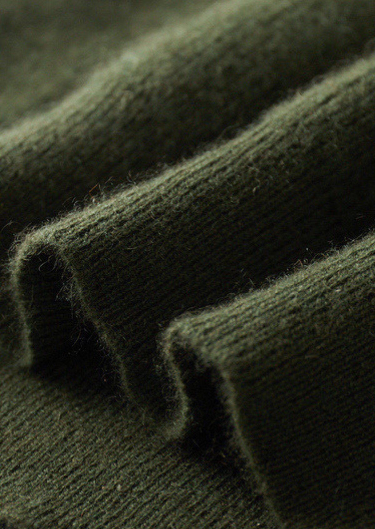 Pure Cashmere Olive Ribbed Half Zip | Solmar