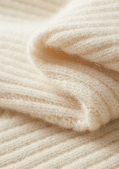 Pure Cashmere Ivory Patterned Mockneck | Solmar