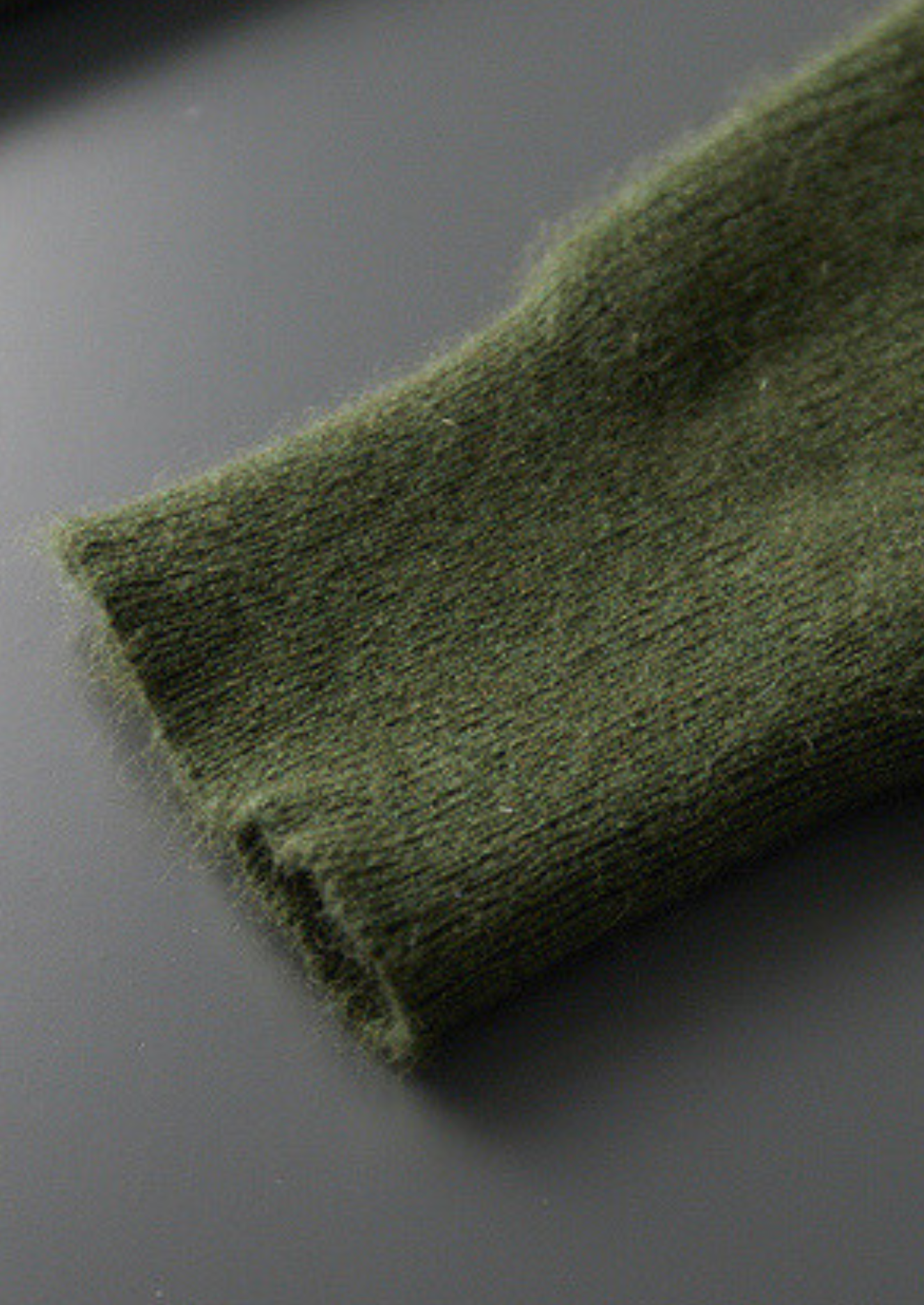 Pure Cashmere Olive Ribbed Half Zip | Solmar