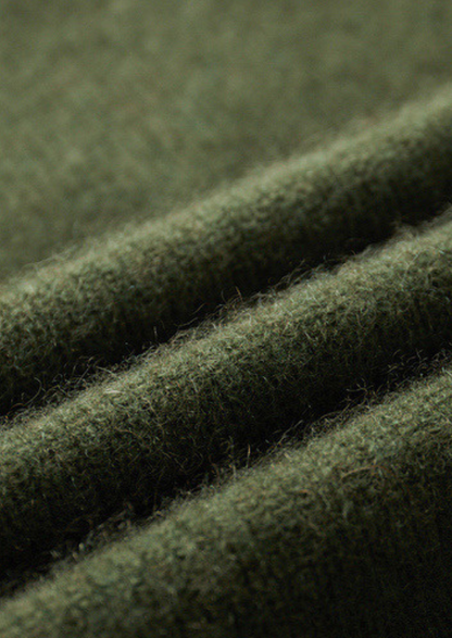 Pure Cashmere Olive Ribbed Half Zip | Solmar