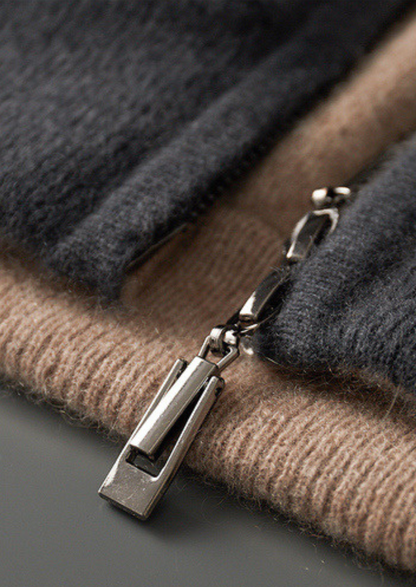 Pure Cashmere Dark Gray Dual Zip Cardigan | Solmar