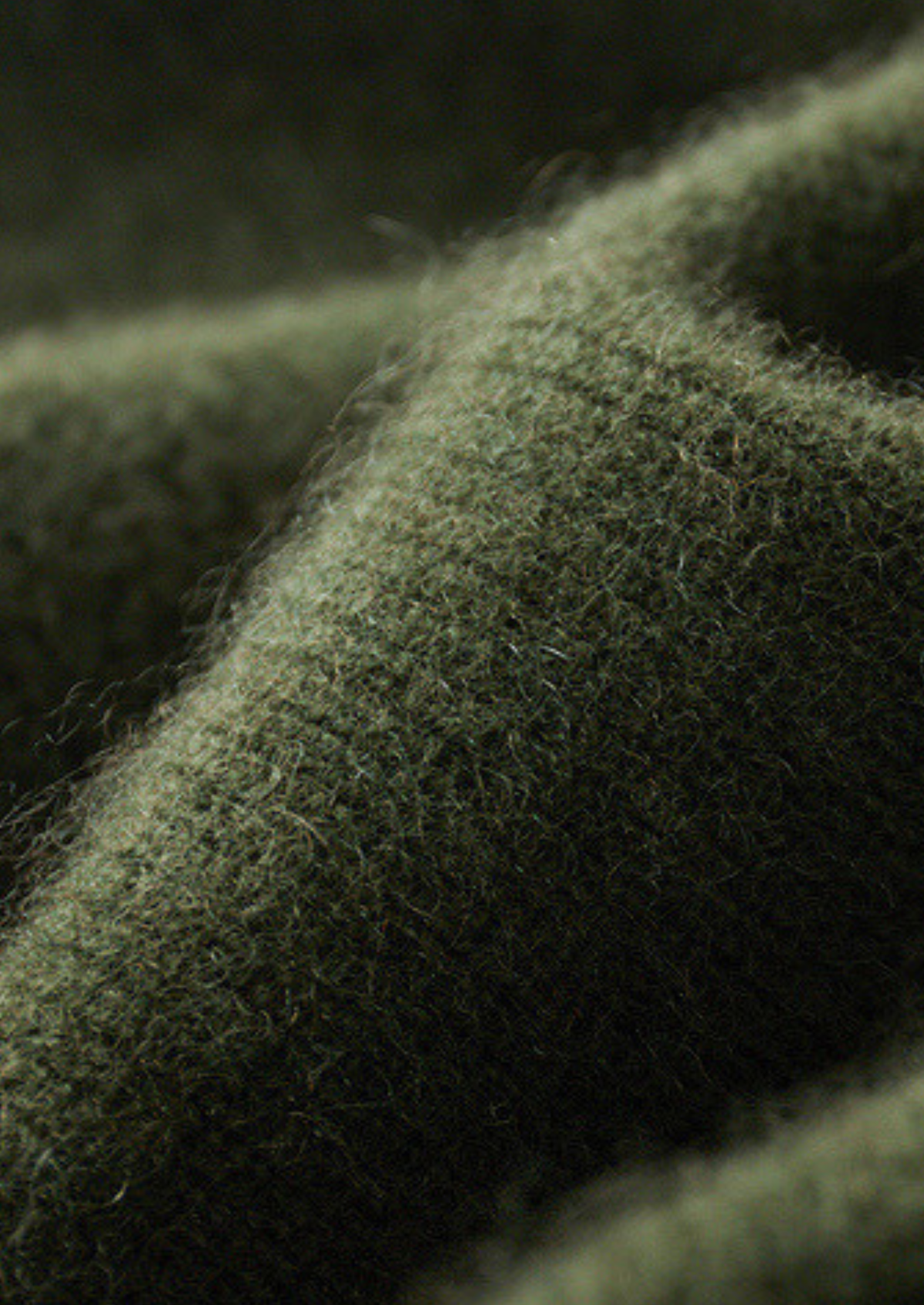 Pure Cashmere Olive Ribbed Half Zip | Solmar