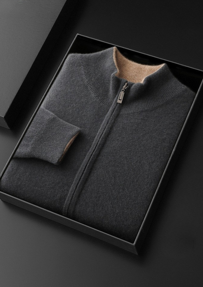Pure Cashmere Dark Gray Dual Zip Cardigan | Solmar