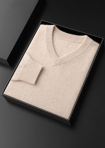 Jersey Esencial de Cuello de Pico de Cachemira Pura