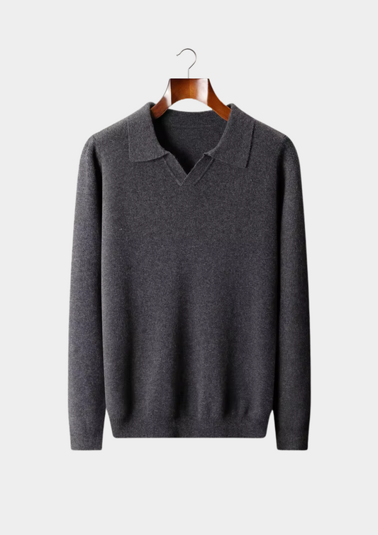 Pure Extra-Fine Merino Wool Ribbed Buttonless Polo | Solmar