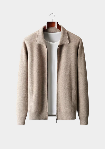 Pure Extra-Fine Merino Wool Zip Polo Cardigan | Solmar