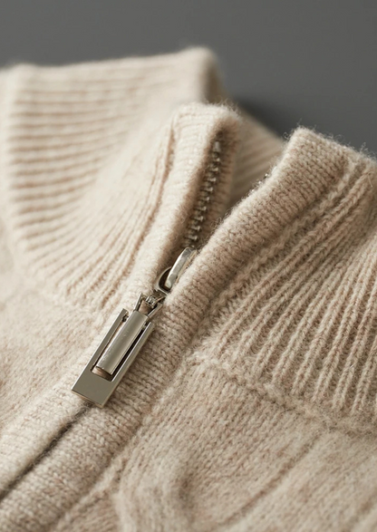 Pure Extra-Fine Merino Wool Cable Half Zip | Solmar