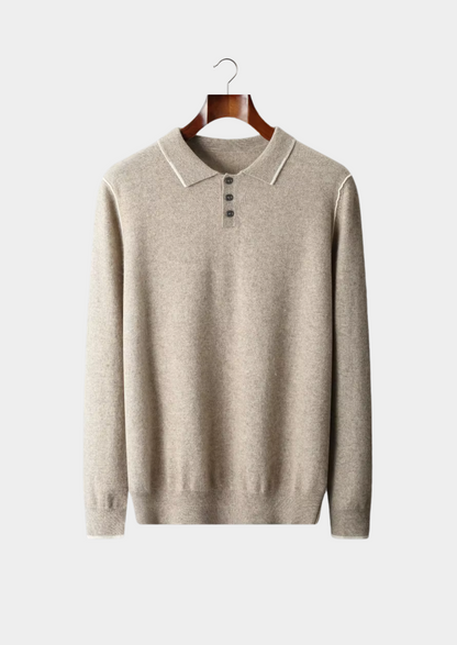 Premium Cashmere Two Tone Button Polo | Solmar