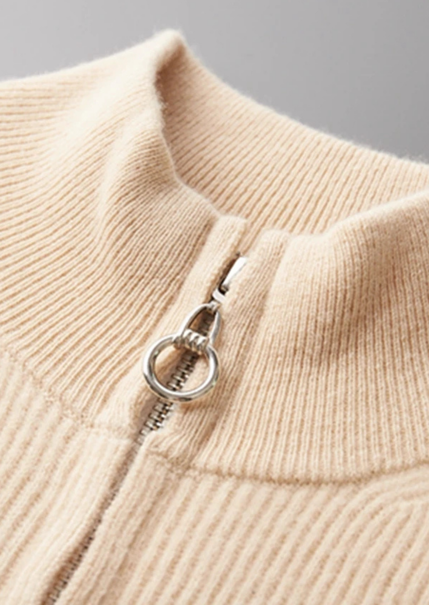 Pure Extra-Fine Merino Wool Ribbed Zip Cardigan | Solmar