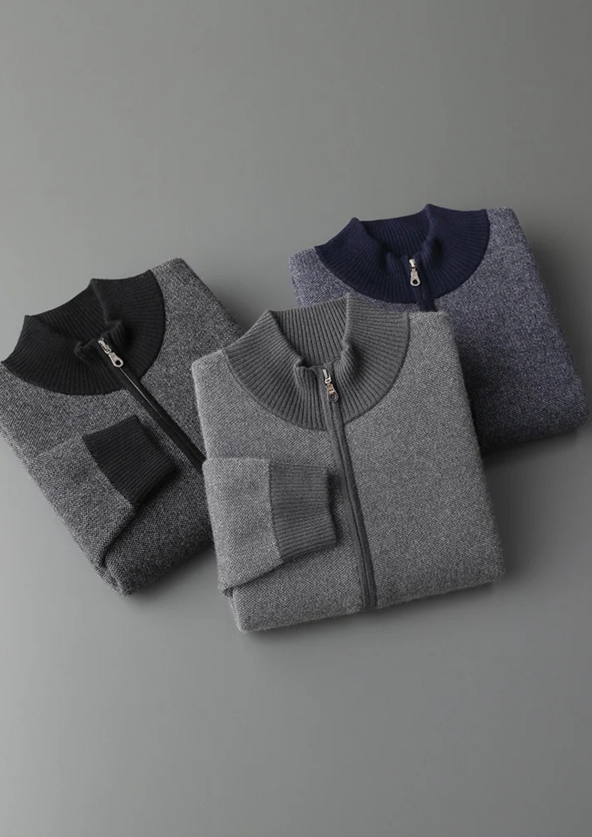 Premium Cashmere Jacquard Zip Cardigan | Solmar