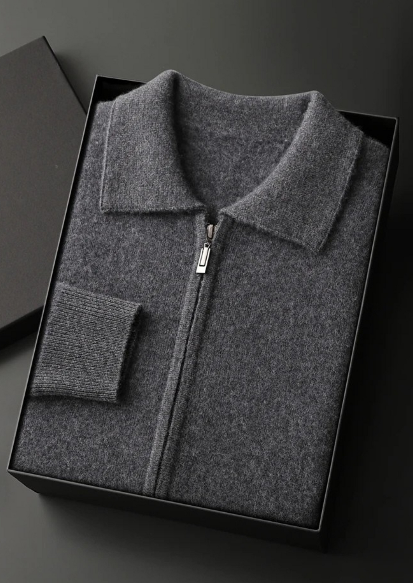 Premium Cashmere Zip Polo Cardigan | Solmar