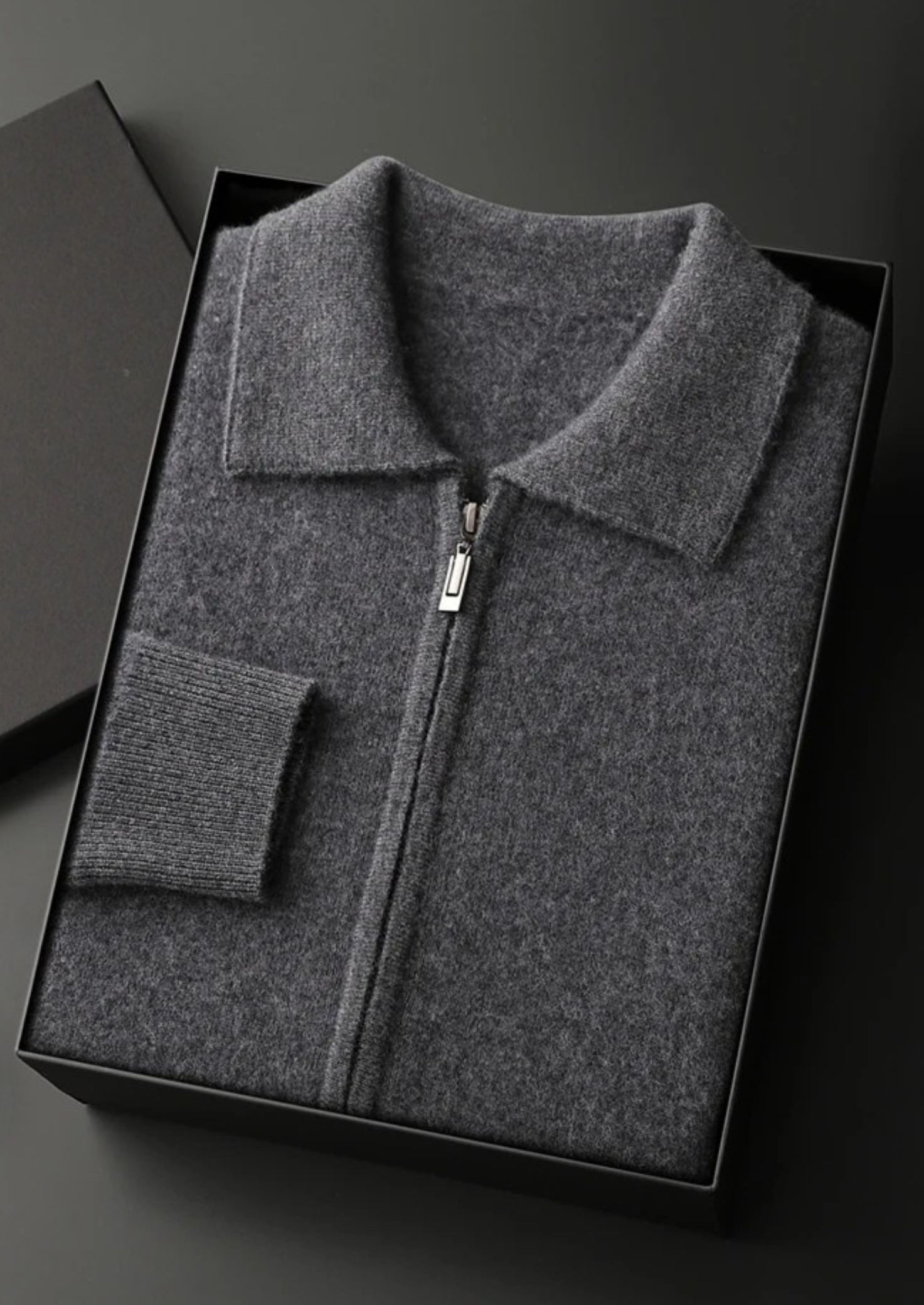 Premium Cashmere Zip Polo Cardigan | Solmar