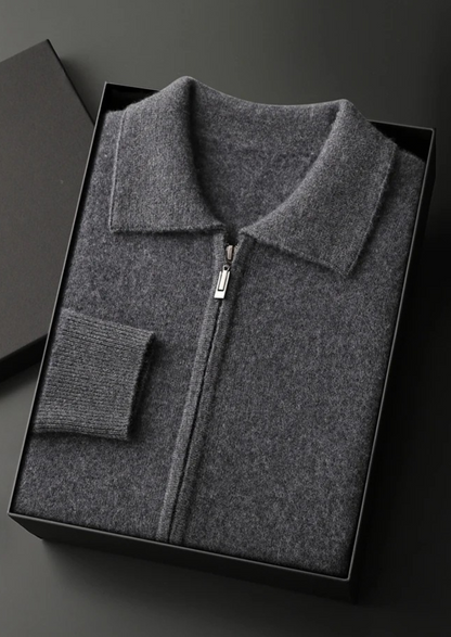 Premium Cashmere Zip Polo Cardigan | Solmar
