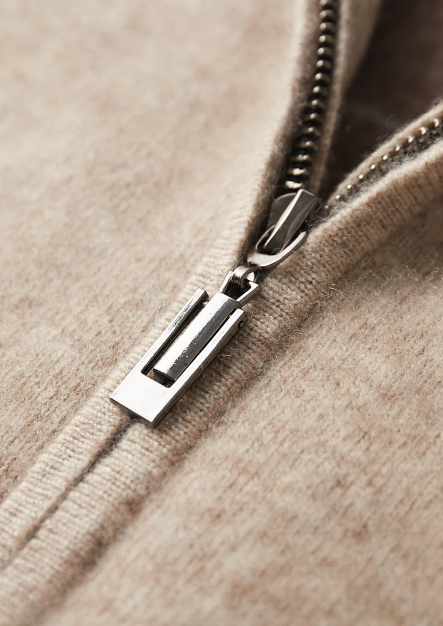 Premium Cashmere Two Tone Zip Cardigan | Solmar