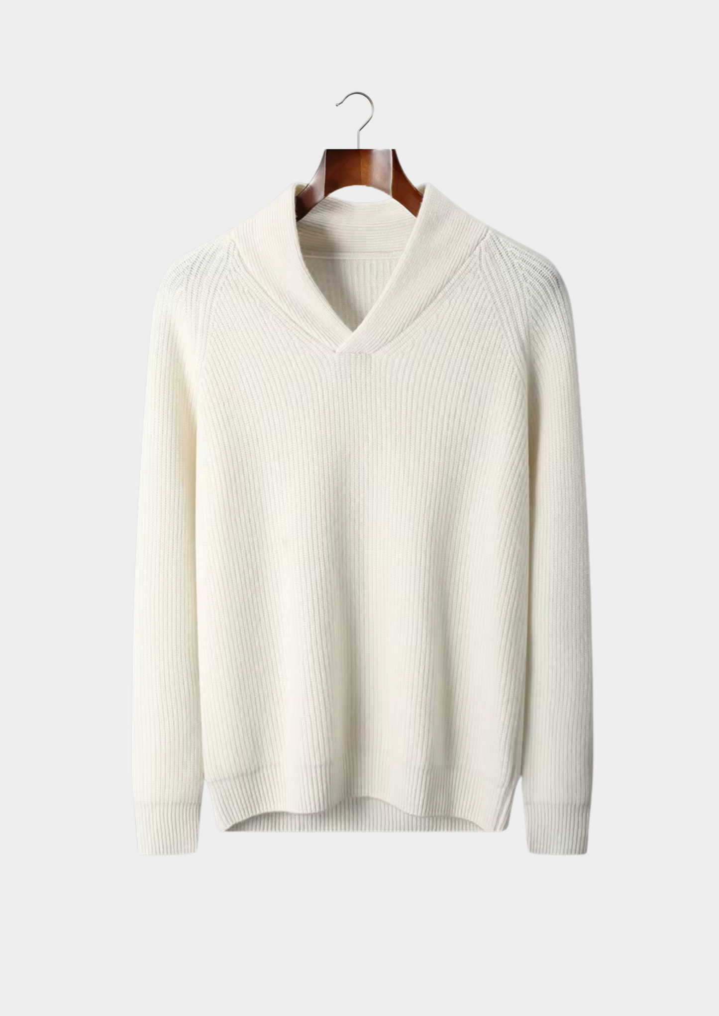 Premium Cashmere Ribbed V-Neck Sweater | Solmar
