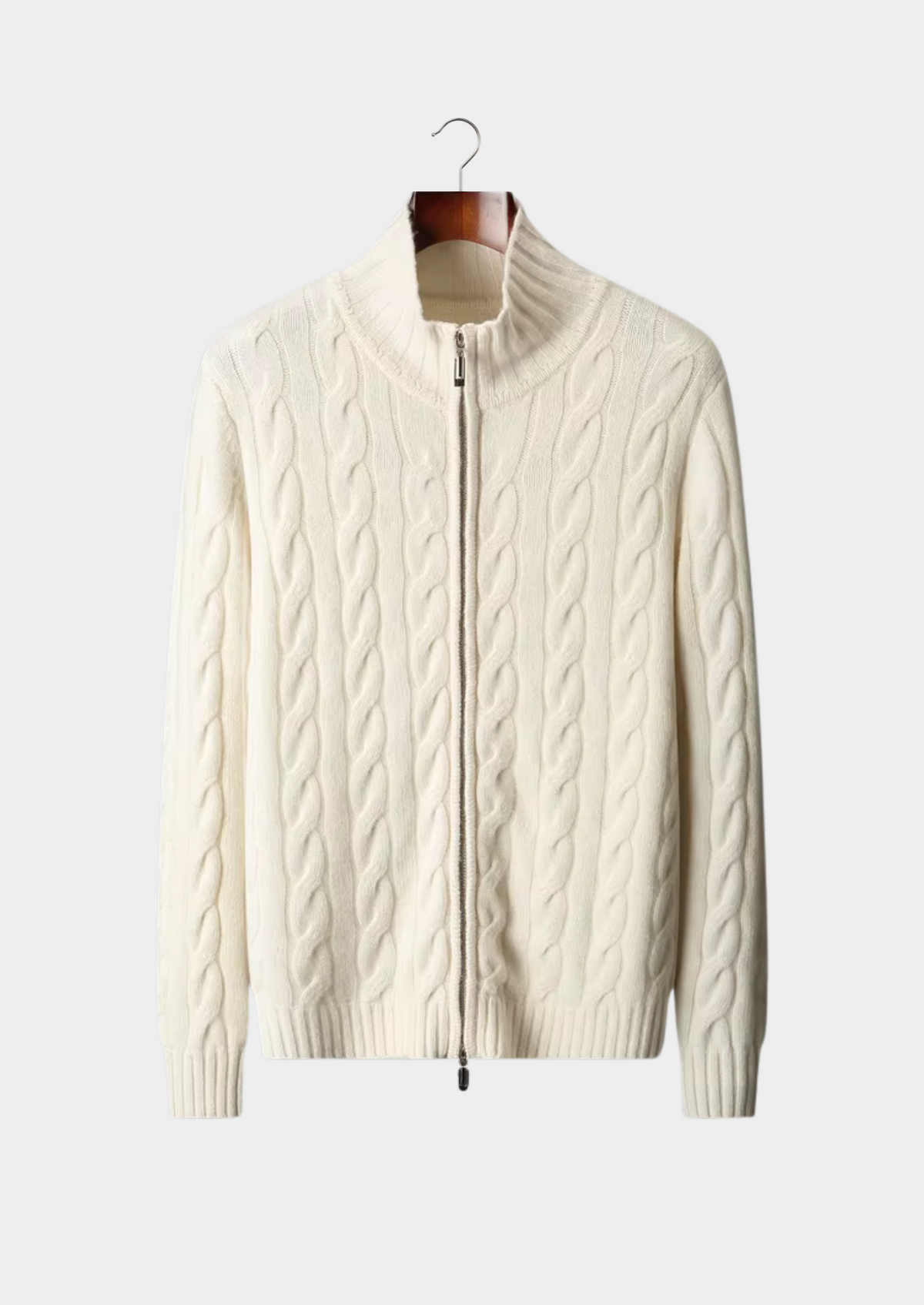 Pure Extra-Fine Merino Wool Dual-Zip Cable Cardigan | Solmar