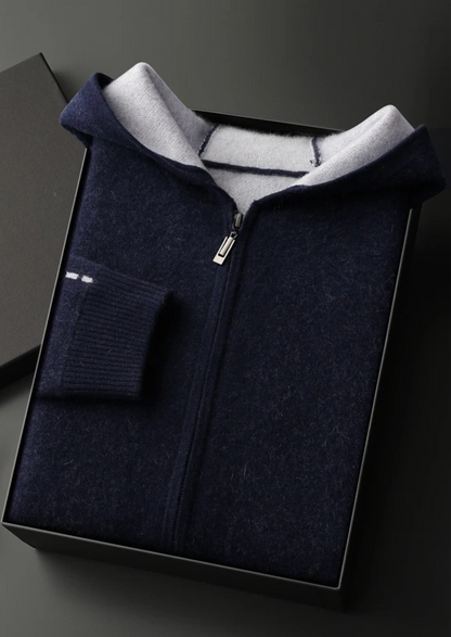 Premium Cashmere Two-Tone Zipper Hoodie | Solmar