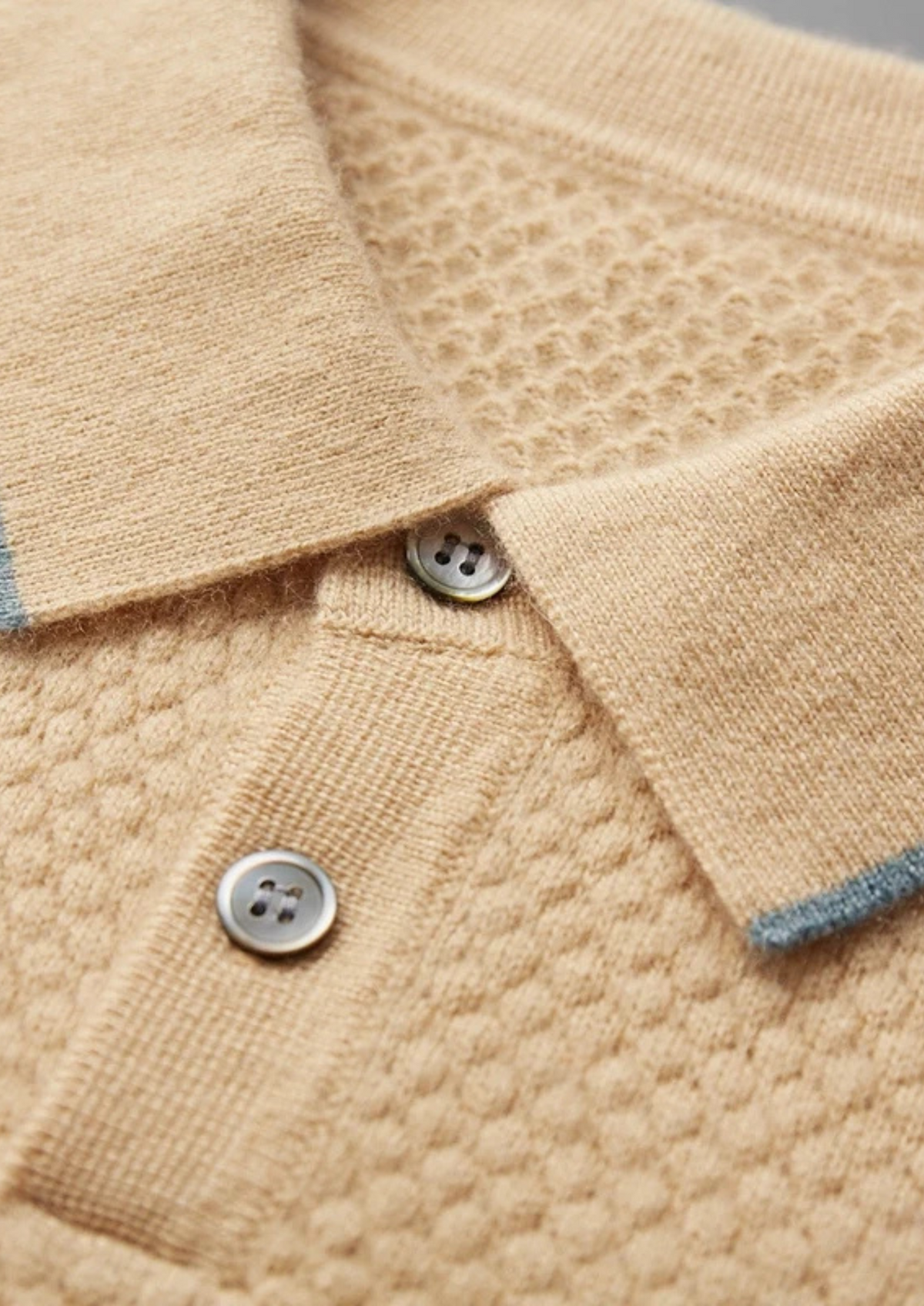 Premium Cashmere Mustard Two-Tone Polo | Solmar