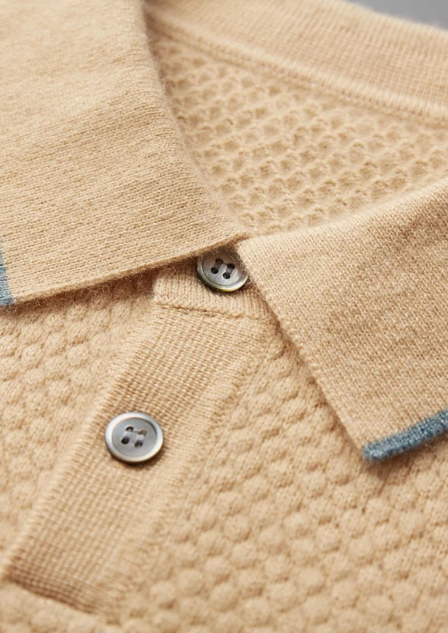 Premium Cashmere Mustard Two-Tone Polo | Solmar