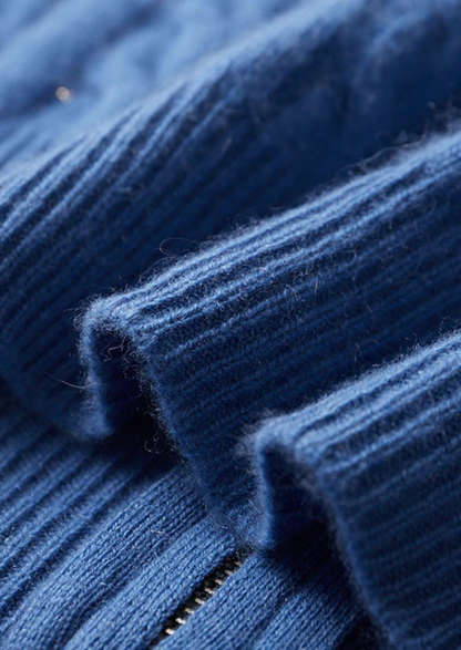 Premium Cashmere Cable Knit Zipper Hoodie | Solmar
