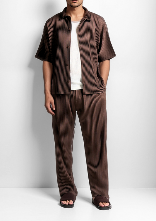 Coffee Pleated Summer Set | Solmar