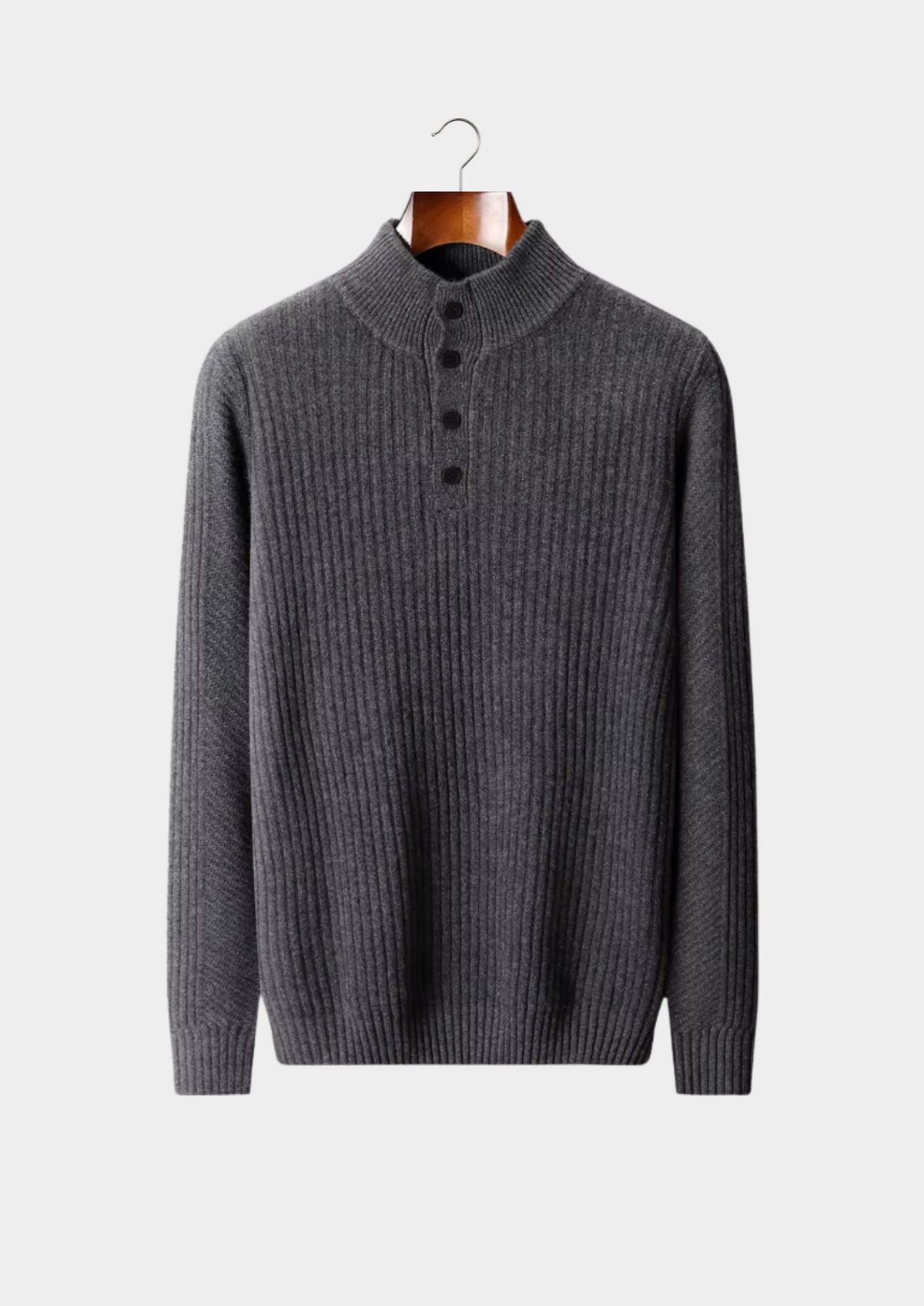 Pure Extra-Fine Merino Wool Ribbed Henley Sweater | Solmar