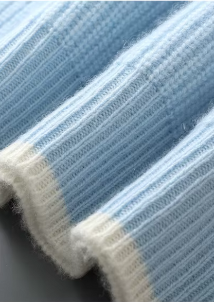 Pure Extra-Fine Merino Wool Two Tone Crewneck | Solmar