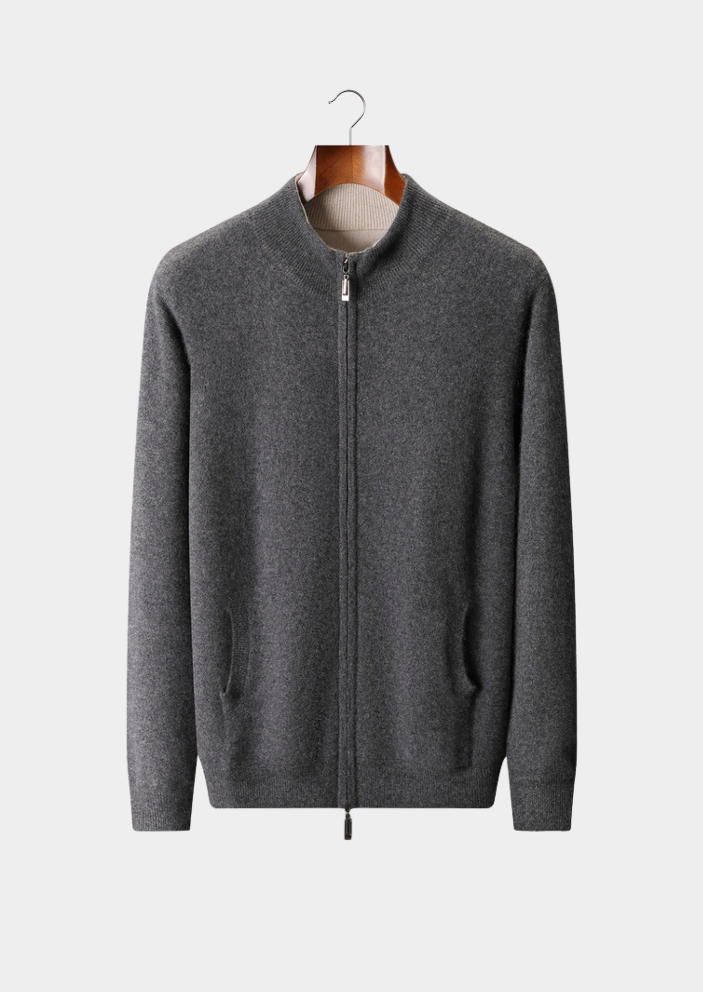 Pure Cashmere Heather Gray Dual Zip Cardigan | Solmar