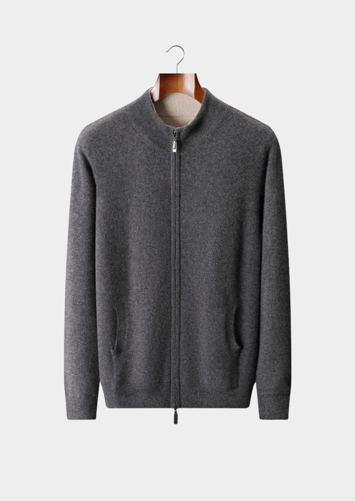 Pure Cashmere Heather Gray Dual Zip Cardigan | Solmar