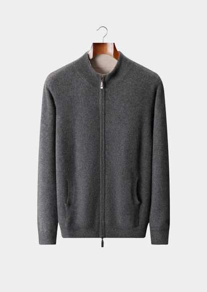 Pure Cashmere Heather Gray Dual Zip Cardigan | Solmar