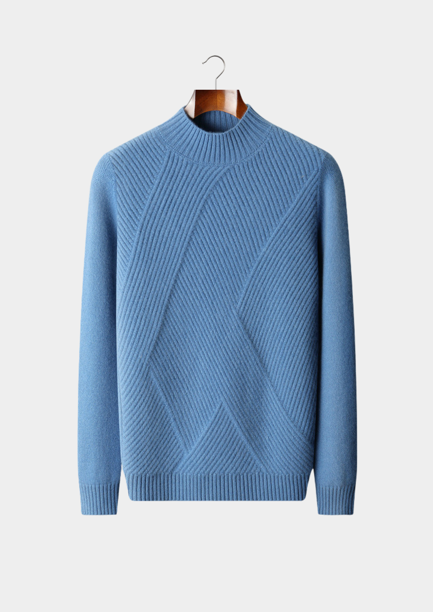 Pure Cashmere Sky Blue Patterned Mockneck | Solmar