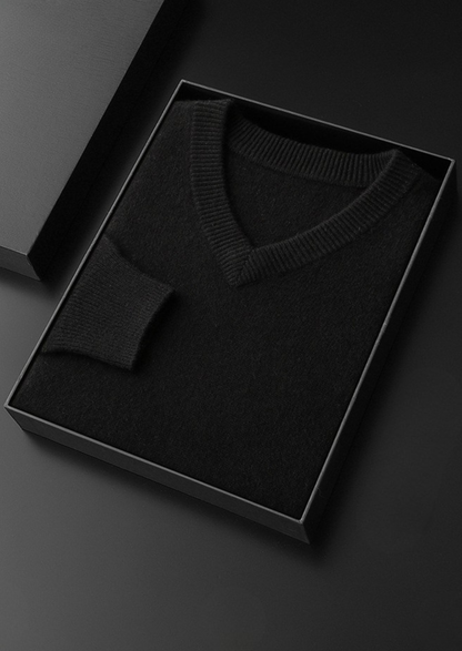 Jersey Esencial de Cuello de Pico de Cachemira Pura