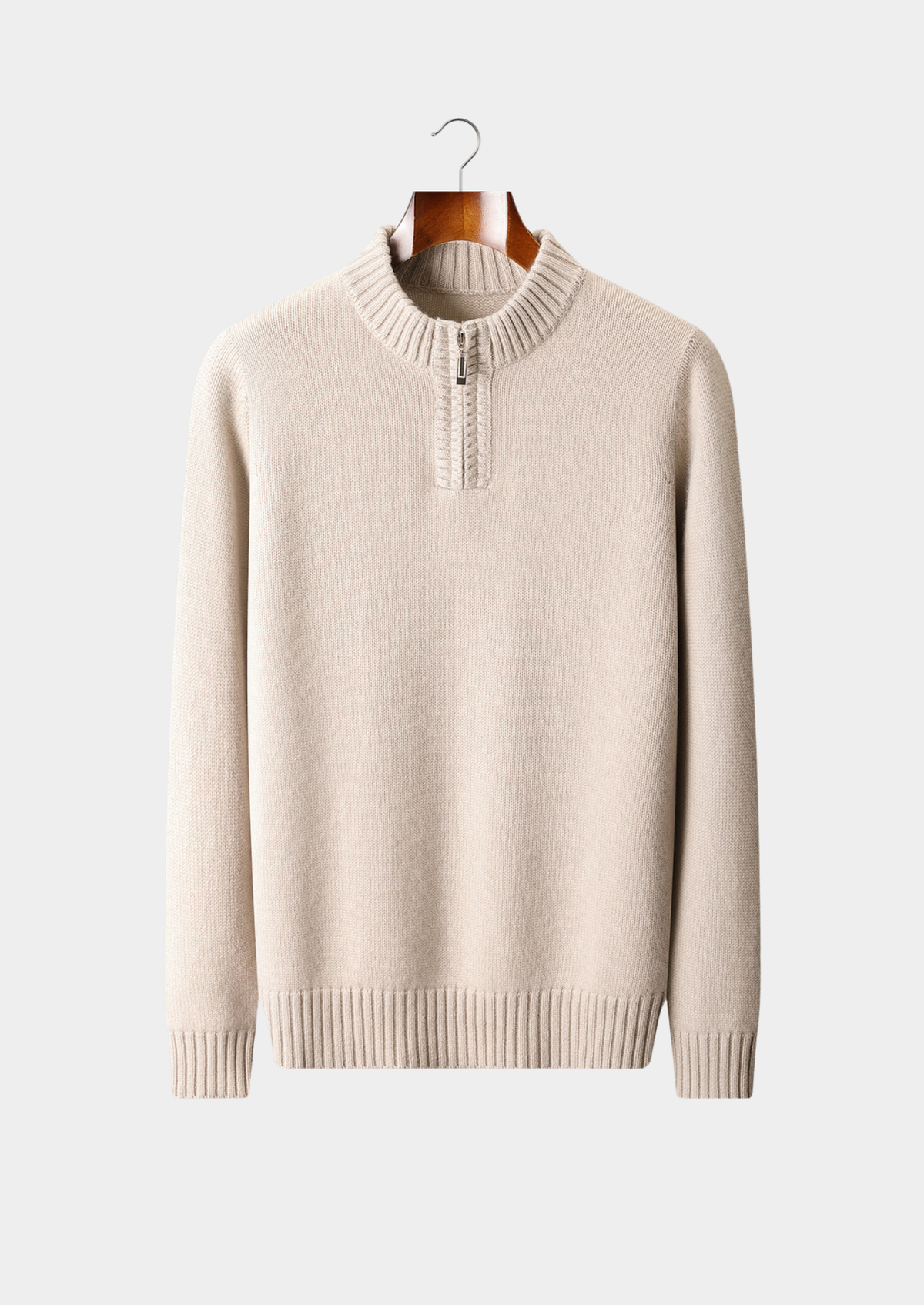 Pure Cashmere Off White Half Zip Sweater | Solmar